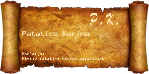 Patatics Karina névjegykártya